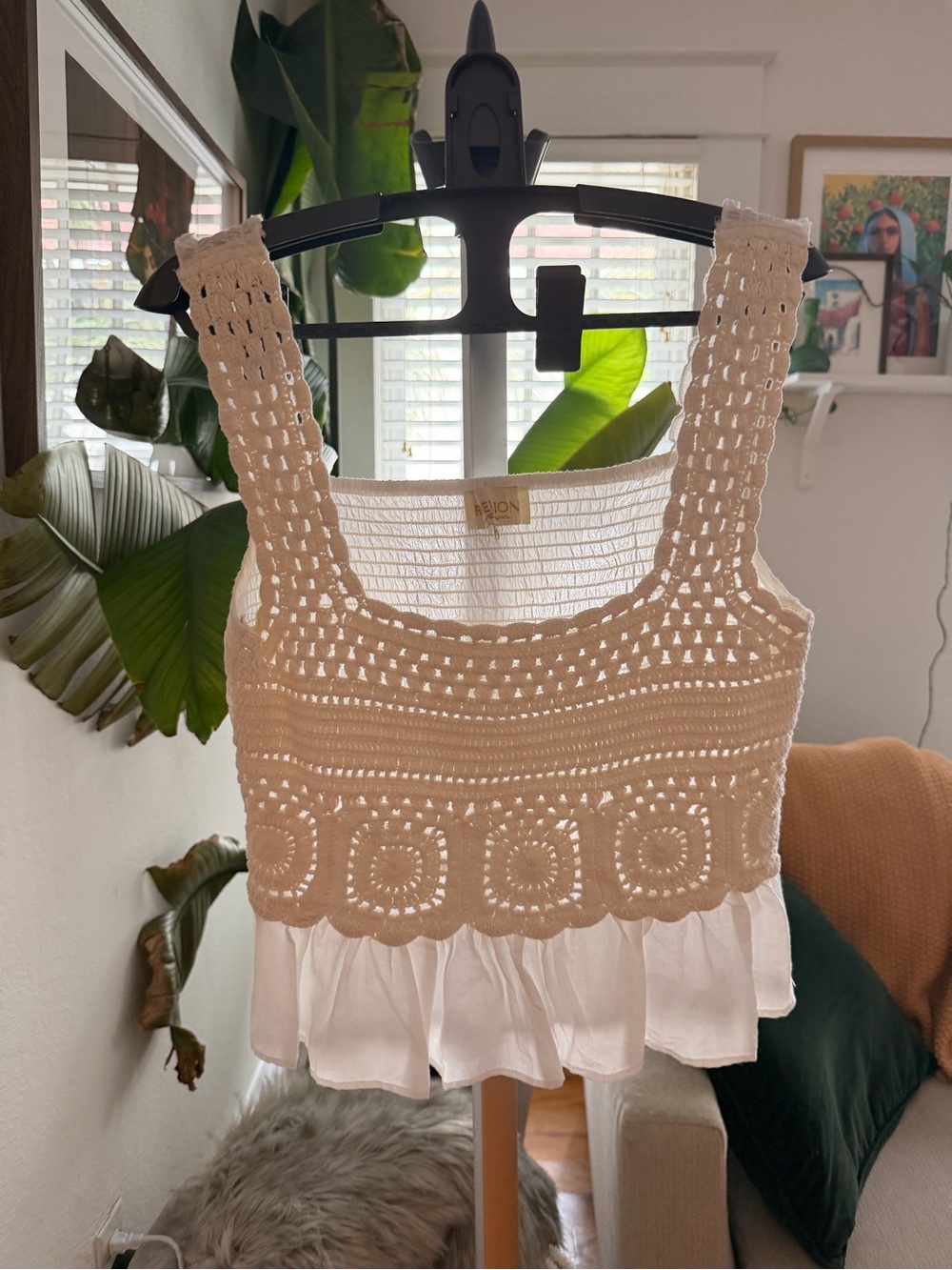 Ellison Cream Crochet Peplum Cami